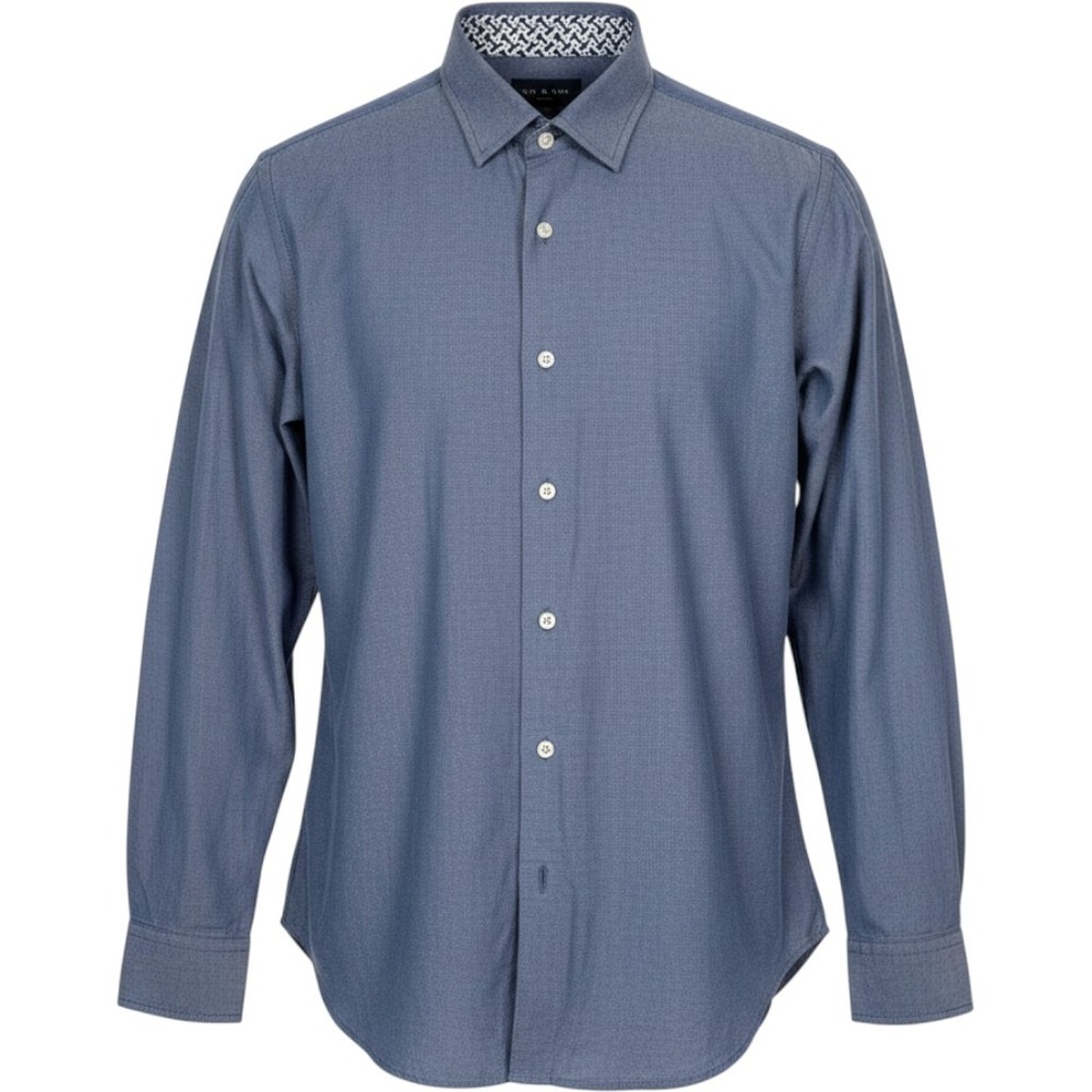 Ted Baker‎ Button Down Shirt Size L Blue Herringbone Long Sleeve 1072429